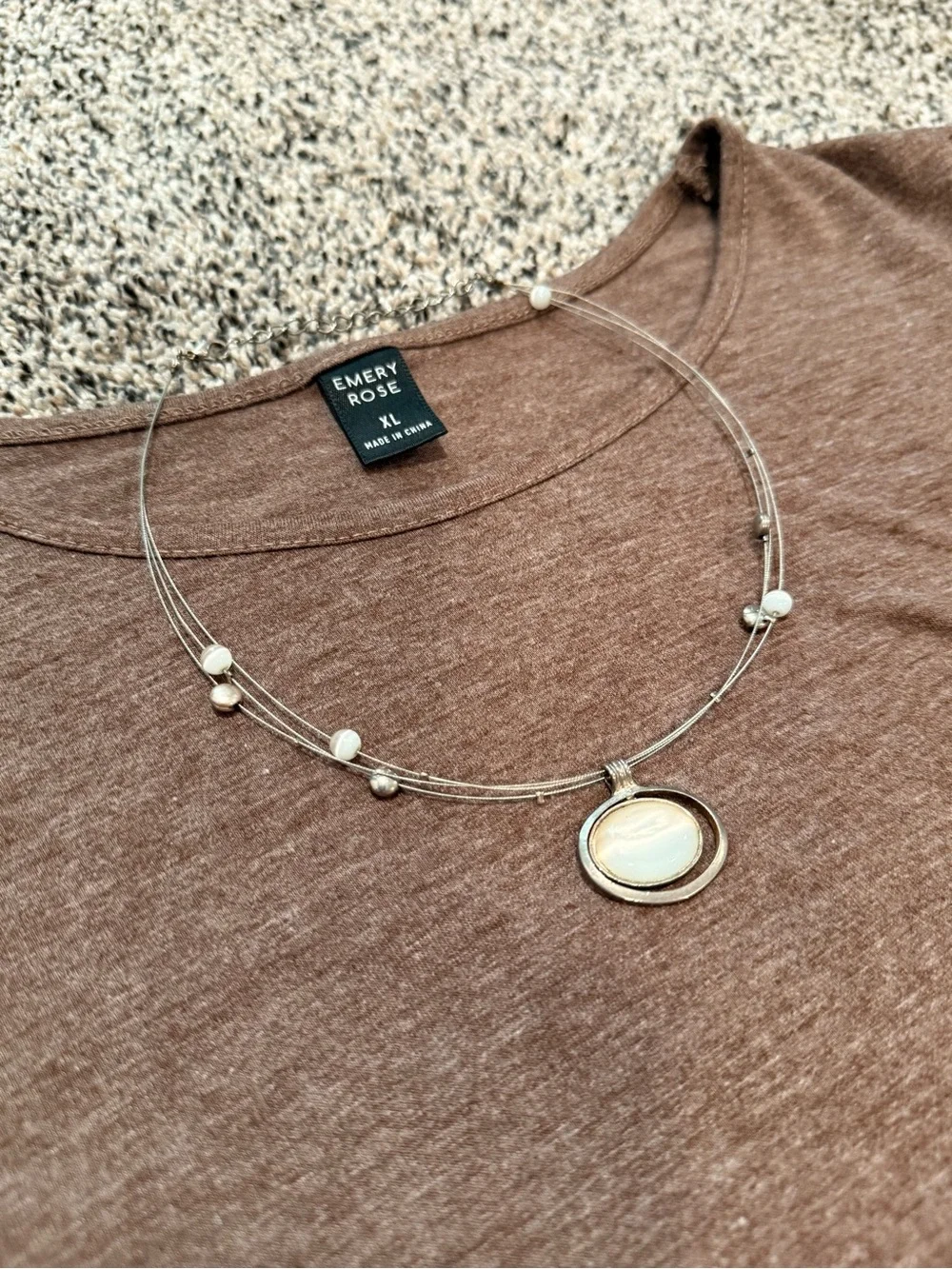 Silver Multi-Strand Necklace with White Pendant